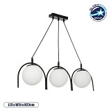 GLOBOSTAR® FLASHO 201-0111 Vintage Κρεμαστό Φωτιστικό Οροφής με Ντουί 3 x E27 AC 220-240V IP20 - Μαύρο & Λευκό - Μ73 x Π15 x Υ23cm