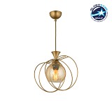 GLOBOSTAR® LUSI 202-0047 Μοντέρνο Κρεμαστό Φωτιστικό Οροφής με Ντουί 1 x E27 AC 220-240V IP20 - Χρυσό & Μελί - Μ20 x Π20 x Υ70cm