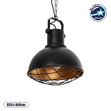 GLOBOSTAR® SIERRA 203-0011 Vintage Κρεμαστό Φωτιστικό Οροφής με Ντουί 1 x E27 AC 220-240V IP20 - Μαύρο & Χρυσό - Μ30 x Π30 x Υ40cm