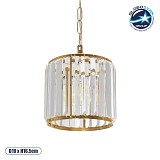 GLOBOSTAR® GLAMOROUS 203-0093 Κλασικό Κρεμαστό Φωτιστικό Οροφής με Ντουί 1 x E27 AC 220-240V IP20 - Χρυσό & Διάφανο - Μ19 x Π19 x Υ16.5cm