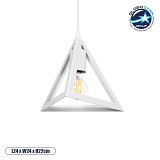 GLOBOSTAR® TRIANGLE 203-0163 Μοντέρνο Κρεμαστό Φωτιστικό Οροφής με Ντουί 1 x E27 AC 220-240V IP20 - Λευκό - Μ24 x Π24 x Υ22cm