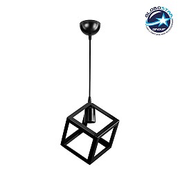 GLOBOSTAR® DISE 203-0274 Μοντέρνο Κρεμαστό Φωτιστικό Οροφής με Ντουί 1 x E27 AC 220-240V IP20 - Μαύρο - Μ22 x Π22 x Υ24cm