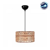 GLOBOSTAR® POMEGRANDE 204-0158 Boho Κρεμαστό Φωτιστικό Οροφής με Ντουί 1 x E27 AC 220-240V IP20 - Μπεζ & Καφέ - Μ30 x Π30 x Υ16cm
