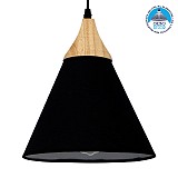 GLOBOSTAR® SHADE TEXTILE 01576 Μοντέρνό Κρεμαστό Φωτιστικό Οροφής με Ντουί 1 x E27 AC 220-240V IP20 - Μαύρο & Μπεζ - Μ25 x Π25 x Υ30cm