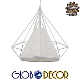 GLOBOSTAR® KAIRI 01619 Μοντέρνο Κρεμαστό Φωτιστικό Οροφής με Ντουί 1 x E27 AC 220-240V IP20 - Λευκό - Μ38 x Π38 x Υ39cm