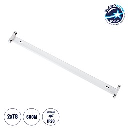 GloboStar® TUBATO 60151 Μεταλλικό Σκαφάκι για 2 x Λάμπες 60CM T8 G13 LED AC 220-240V IP20 Μ60 x Π7.2 x Υ4cm - 5 Χρόνια Εγγύηση