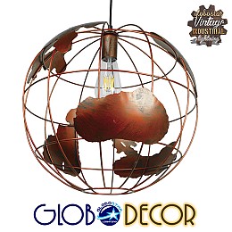 GLOBOSTAR® EARTH 01665 Vintage Κρεμαστό Φωτιστικό Οροφής με Ντουί 1 x E27 AC 220-240V IP20 - Χάλκινο - Μ40 x Π40 x Y40cm