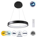 GLOBOSTAR® NEMESIS 61155 Μοντέρνο Κρεμαστό Φωτιστικό Οροφής LED 30W 3513lm 360° AC 220-240V IP20 Ρυθμιζόμενο Λευκό CCT με Χειριστήριο από 2700K έως 6000K Dimmable - Lumileds SMD Chip - Μαυρό Ματ - Μ40 x Π40 x Υ4cm - 3 Χρόνια Εγγύηση