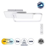 GLOBOSTAR® SQUARO 61232 Μοντέρνο Φωτιστικό Οροφής LED 75W 8400lm 360° AC 220-240V IP20 Ρυθμιζόμενο Λευκό CCT με Χειριστήριο από 2700K έως 6000K Dimmable - Lumileds SMD Chip - Λευκό Ματ - Μ48.5 x Π51 x Υ9cm - 3 Χρόνια Εγγύηση