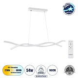 GLOBOSTAR® MORALES 61276 Μοντέρνο Κρεμαστό Φωτιστικό Οροφής LED 54W 6048lm 300° AC 220-240V IP20 Ρυθμιζόμενο Λευκό CCT με Χειριστήριο από 2700K έως 6000K Dimmable - Lumileds SMD Chip - Λευκό Ματ - Μ90 x Π14 x Υ14cm - 3 Χρόνια Εγγύηση