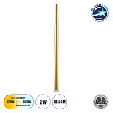 GLOBOSTAR® TEARS 61310 Μοντέρνο Κρεμαστό Φωτιστικό Οροφής LED 3W 330lm 180° AC 220-240V IP20 Ρυθμιζόμενο Λευκό CCT με On/Off 2700K/4500K/6000K - Lumileds SMD Chip - Χρυσό Βούρτσας - Μ3.2 x Π3.2 x Υ51.5cm - 3 Χρόνια Εγγύηση