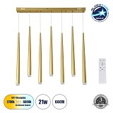 GLOBOSTAR® TEARS 61312 Μοντέρνο Κρεμαστό Φωτιστικό Οροφής LED 21W 2310lm 180° AC 220-240V IP20 Ρυθμιζόμενο Λευκό CCT με Χειριστήριο από 2700K έως 6000K Dimmable - Lumileds SMD Chip - Χρυσό Βούρτσας - Μ70 x Π3.2 x Υ60cm - 3 Χρόνια Εγγύηση