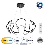 GLOBOSTAR® TARANTULA 61394 Μοντέρνο Κρεμαστό Φωτιστικό Οροφής LED 120W 13440lm 300° AC 220-240V IP20 Ρυθμιζόμενο Λευκό CCT με Χειριστήριο από 2700K έως 6000K Dimmable - Lumileds SMD Chip - Μαύρο Ματ - Μ78 x Π78 x Υ31.5cm - 3 Χρόνια Εγγύηση