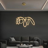 kelvo® GLOW 61660 Μοντέρνο Κρεμαστό Φωτιστικό Οροφής LED 69W 6900lm 360° AC 220-240V IP20 Ρυθμιζόμενο Λευκό CCT με Χειριστήριο από 2700K έως 6000K Dimmable - Lumileds SMD Chip - Χρυσό Πλατίνα & Λευκό Νήμα - Μ100 x Π100 x Υ70cm - 3 Χρόνια Εγγύηση
