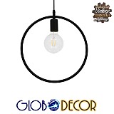 GLOBOSTAR® OMICRON 01578 Μοντέρνο Κρεμαστό Φωτιστικό Οροφής με Ντουί 1 x E27 AC 220-240V IP20 - Μαύρο - Μ33 x Π4 x Υ33cm