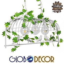 GLOBOSTAR® NEST 01647 Vintage Κρεμαστό Φωτιστικό Οροφής με Ντουί 3 x E27 AC 220-240V IP20 - Λευκό & Πράσινο - Μ85.5 x Π37.5 x Y38cm