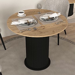 Τραπέζι Bohema Megapap χρώμα μαύρο - sepet oak Ø90x77,7εκ.