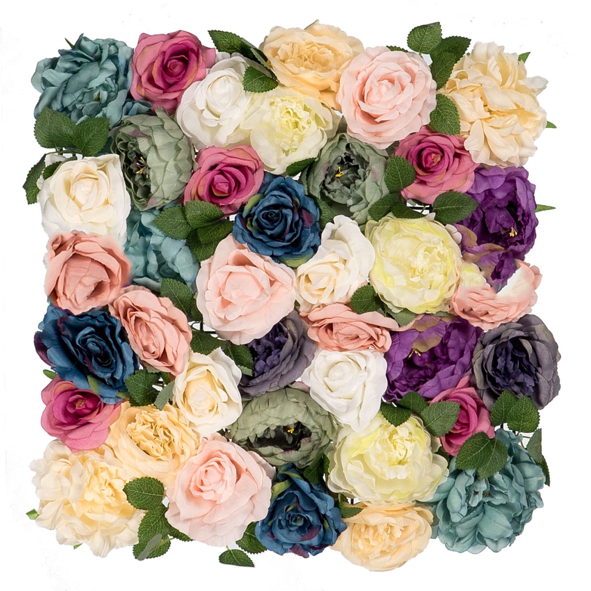 Supergreens Τεχνητή Φυλλωσιά Τριαντάφυλλο με Παιώνια \"Rainbow\" 50x50 εκ.