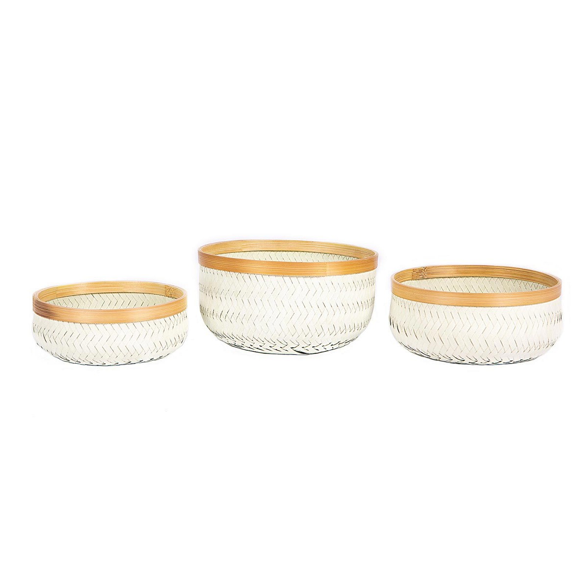 Supergreens Καλάθι Ρατάν Set/3 Λευκό 28x28x13 εκ.