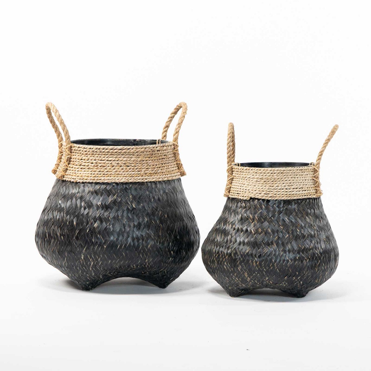 Supergreens Καλάθι Ρατάν Μαύρο Set/2 45x45x38 εκ.