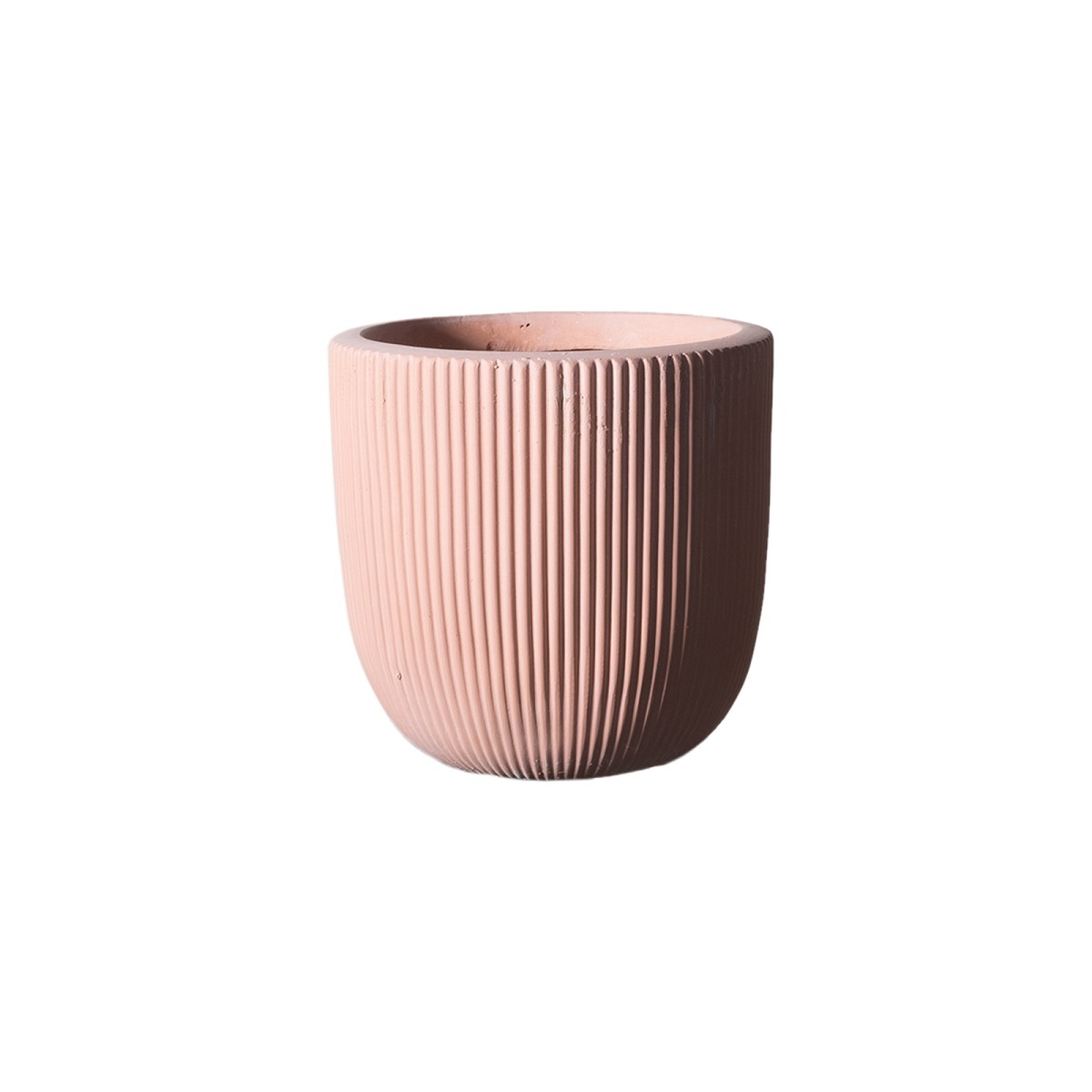 Supergreens Γλάστρα Πήλινη Στρογγυλή \'\'Stripe\'\' Σομόν L 37x37x33 εκ.