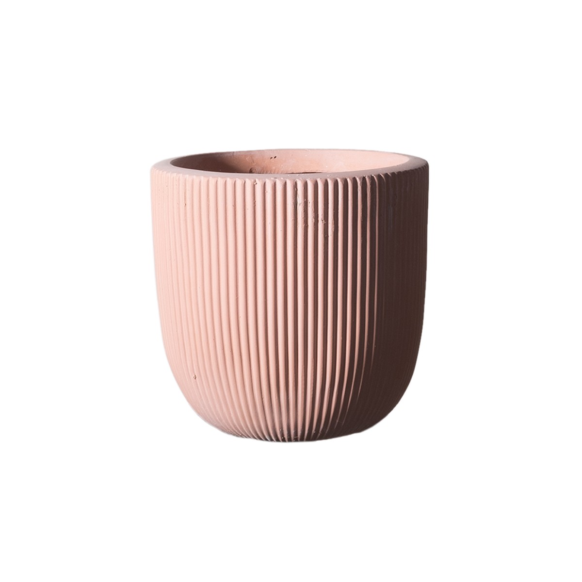 Supergreens Γλάστρα Πήλινη Στρογγυλή \'\'Stripe\'\' Σομόν XL 44x44x36,5 εκ.