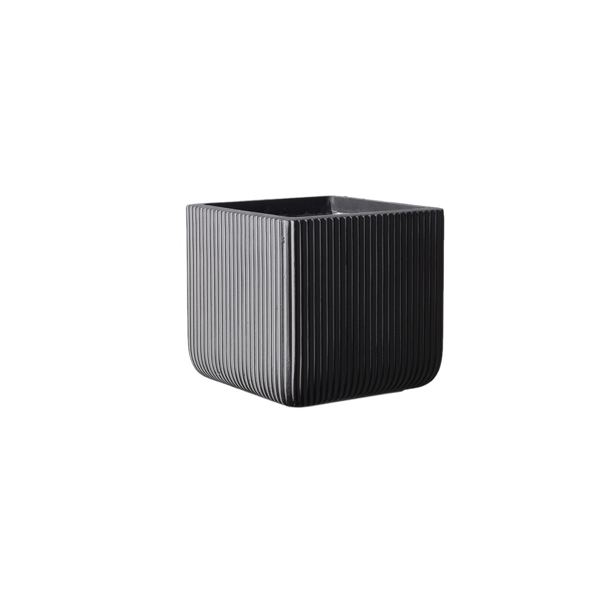 Supergreens Γλάστρα Πήλινη Τετράγωνη \'\'Stripe\'\' Γκρι M 31x31x28 εκ.