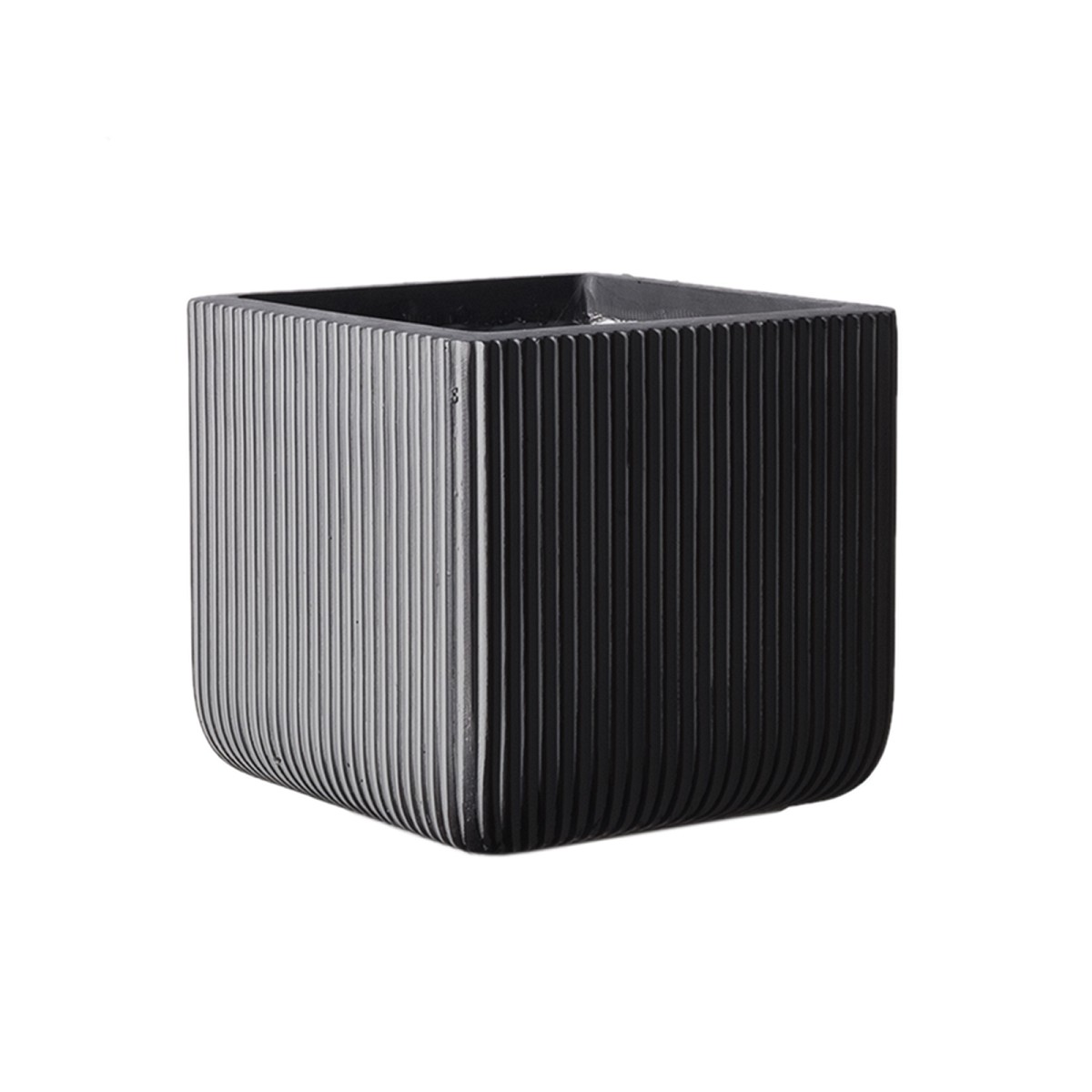 Supergreens Γλάστρα Πήλινη Τετράγωνη \'\'Stripe\'\' Γκρι XL 44x44x38 εκ.