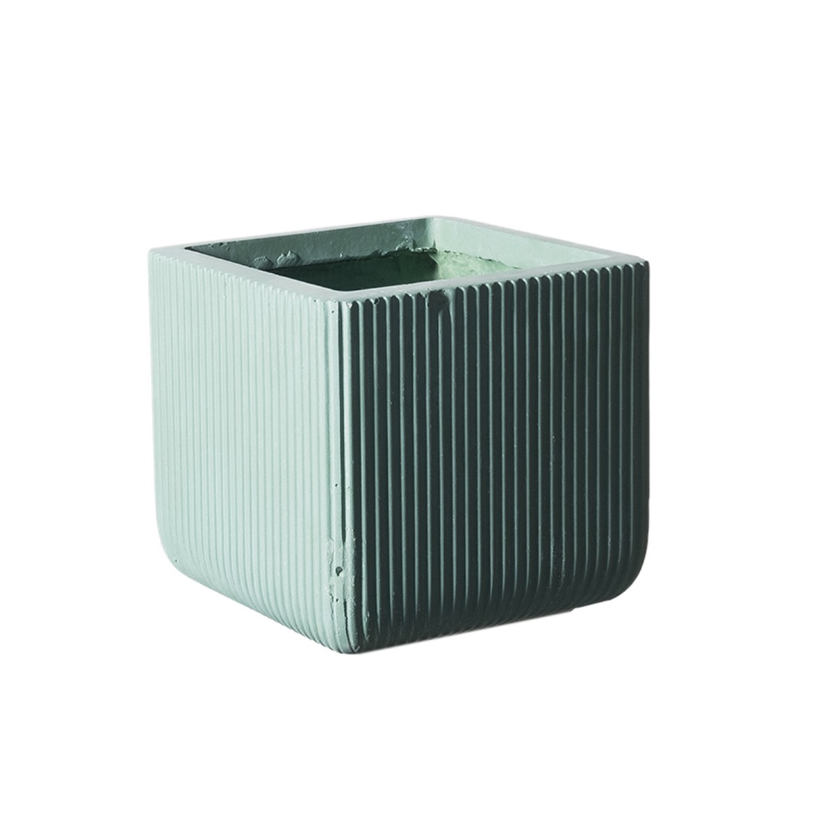 Supergreens Γλάστρα Πήλινη Τετράγωνη \'\'Stripe\'\' Μέντα XL 44x44x38 εκ.