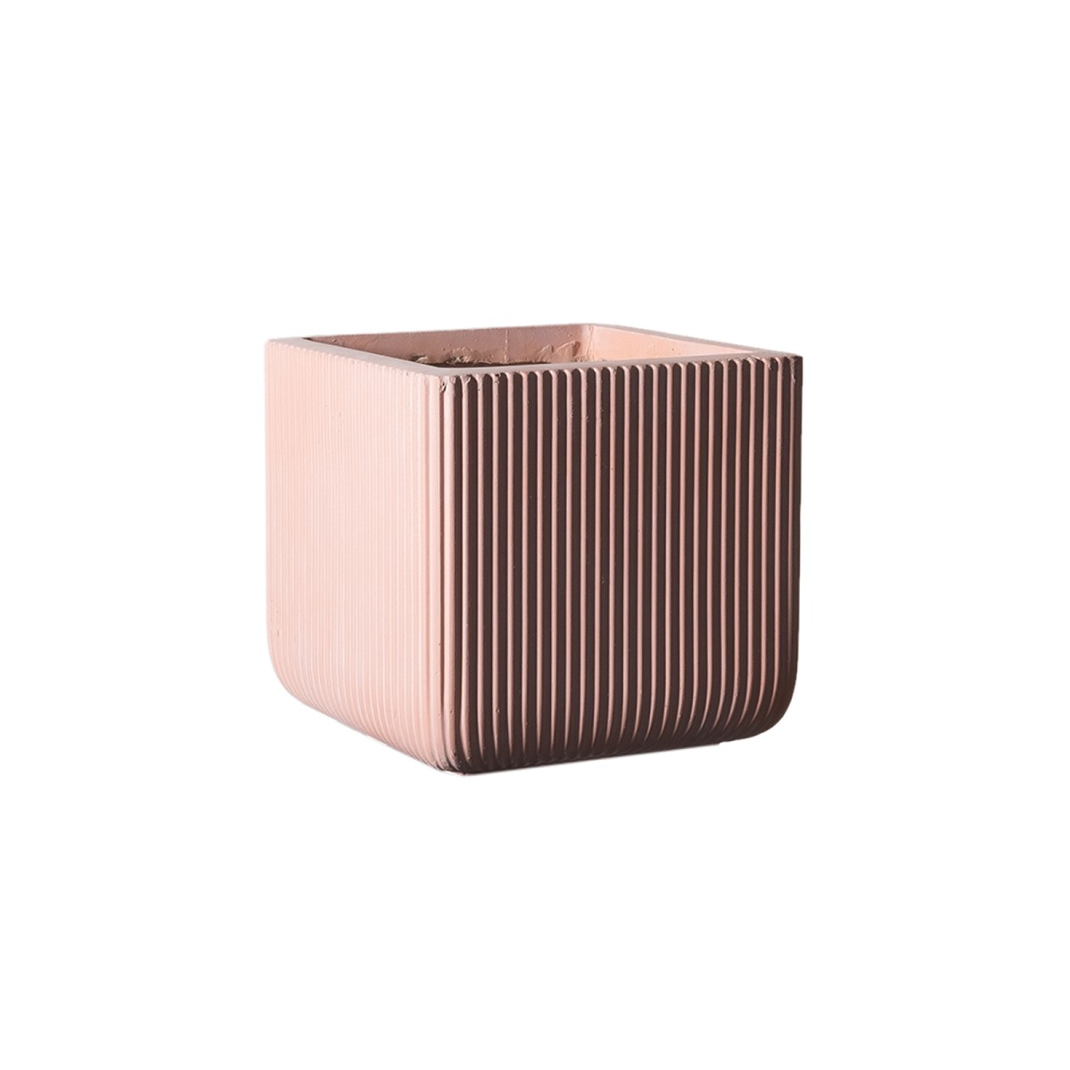 Supergreens Γλάστρα Πήλινη Τετράγωνη \'\'Stripe\'\' Σομόν L 37x37x33 εκ.