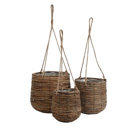 Supergreens Κασπώ Κρεμαστό Σχοινί Set/3 Kαφέ 33x33x31 εκ.