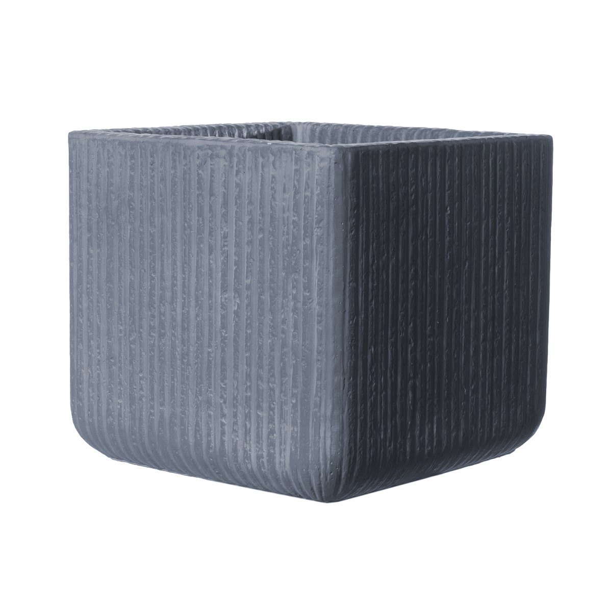 Supergreens Γλάστρα Πήλινη Τετράγωνη \"Stripe\" Γκρι Σκούρο XL 44x44x38 εκ.