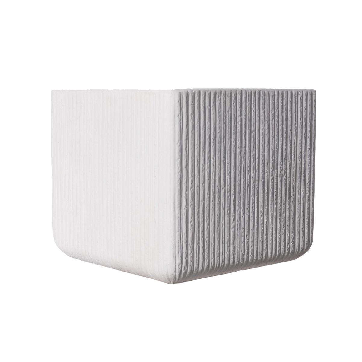 Supergreens Γλάστρα Πήλινη Τετράγωνη \"Stripe\" Λευκή L 37x37x32 εκ.