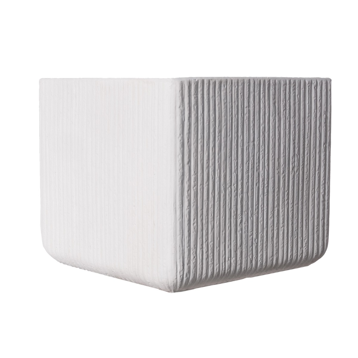 Supergreens Γλάστρα Πήλινη Τετράγωνη \"Stripe\" Λευκή XL 44x44x38 εκ.