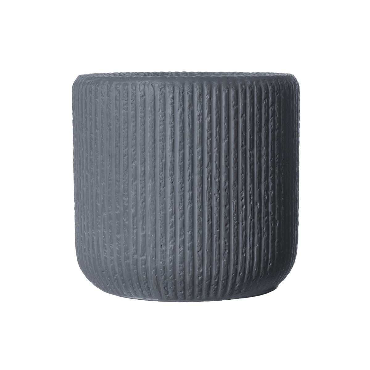 Supergreens Γλάστρα Πήλινη Στρογγυλή \"Stripe\" Γκρι Σκούρο M 34x34x32 εκ.