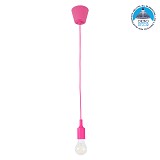 GLOBOSTAR® CABLITO 61552 Μοντέρνο Κρεμαστό Φωτιστικό Οροφής με Ντουί 1 x E27 AC 220-240V IP20 - Ροζ - Μ4 x Π4 x Υ110cm