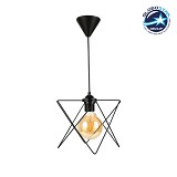 GLOBOSTAR® PATRICK 204-0109 Μοντέρνο Κρεμαστό Φωτιστικό Οροφής με Ντουί 1 x E27 AC 220-240V IP20 - Μαύρο - Μ25 x Π25 x Υ55cm