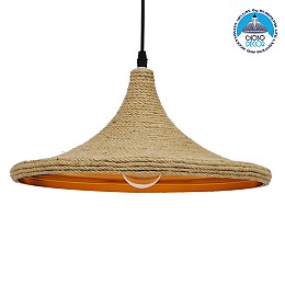 GLOBOSTAR® SHANGHAI ROPE 00917 Boho Κρεμαστό Φωτιστικό Οροφής με Ντουί 1 x E27 AC 220-240V IP20 - Μπεζ - Μ37 x Π37 x Υ20cm