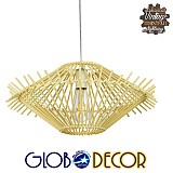 GLOBOSTAR® SASSO 01601 Boho Κρεμαστό Φωτιστικό Οροφής με Ντουί 1 x E27 AC 220-240V IP20 - Μπεζ - Μ50 x Π50 x Y23cm