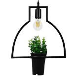 GLOBOSTAR® FLOWERPOT 10001209 Μοντέρνο Κρεμαστό Φωτιστικό Οροφής με Ντουί 1 x E27 AC 220-240V IP20 - Μαύρο & Πράσινο - Μ34 x Π34 x Y34cm