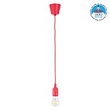 GLOBOSTAR® CABLITO 61551 Μοντέρνο Κρεμαστό Φωτιστικό Οροφής με Ντουί 1 x E27 AC 220-240V IP20 - Κόκκινο - Μ4 x Π4 x Υ110cm