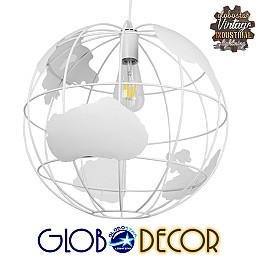 GLOBOSTAR® EARTH 01664 Vintage Κρεμαστό Φωτιστικό Οροφής με Ντουί 1 x E27 AC 220-240V IP20 - Λευκό - Μ40 x Π40 x Y40cm