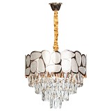 Φωτιστικό κρεμαστό μεταλλικό 7 Χ Ε14 Φ40Χ33 εκ. Champagne Gold με κρύσταλλα - GLOBOBOX 510122