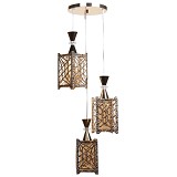 Φωτιστικό μεταλλικό κρεμαστό άνισο 3 Χ Ε27 Φ23 εκ. Χρυσό με γυαλιά - GLOBOBOX 526848