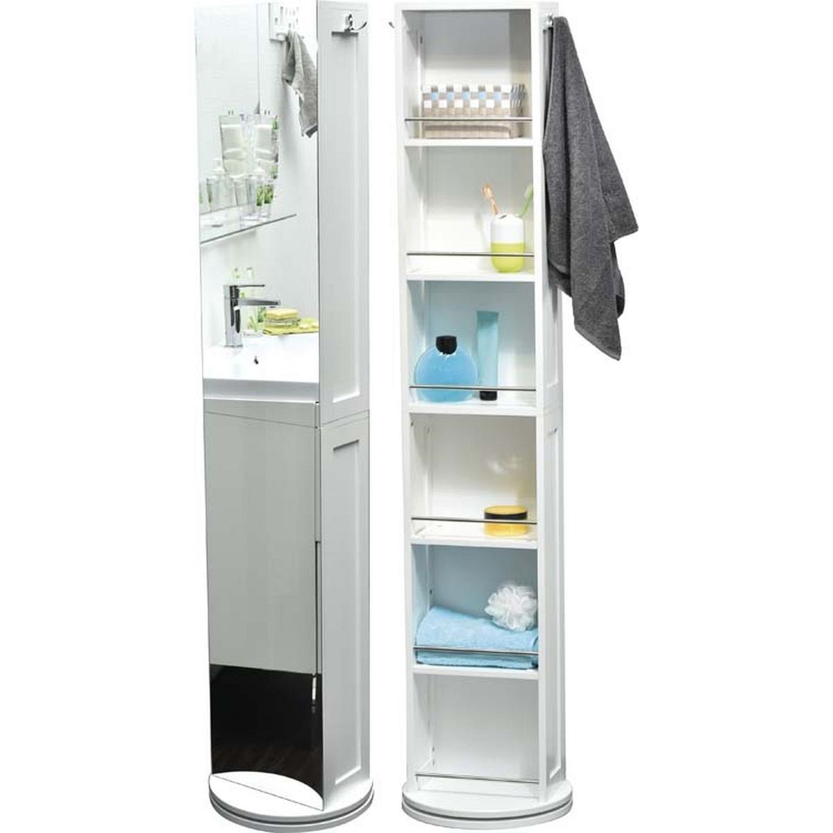 Περισρεφόμενο ψηλό ντουλάπι με καθρέπτη και ράφια bamboo.Eurocasa