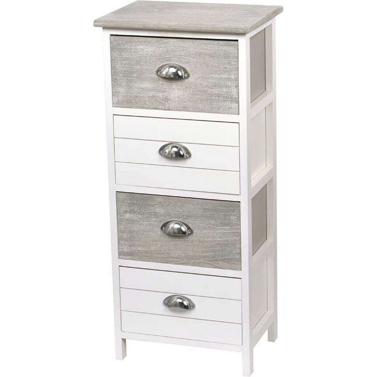 Έπιπλο μπάνιου ξύλο με 4 συρτάρια λευκό - γκρί  Eurocasa