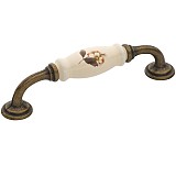 Roline 522 Λαβή Eπίπλου από Ζάμακ & Πορσελάνη Αντικέ-Καφέ με Κέντρα 128mm