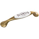 Roline 527 Λαβή Eπίπλου από Ζάμακ & Πορσελάνη Αντικέ-Λευκό με Κέντρα 128mm