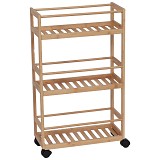 Ραφιέρα μπάνιου με 3 ράφια με ρόδες bamboo 75×44,50x 20 cm Eurocasa