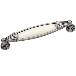 Roline 557 Λαβή Eπίπλου από Ζάμακ & Πορσελάνη Old Silver-Μπεζ με Κέντρα 128mm